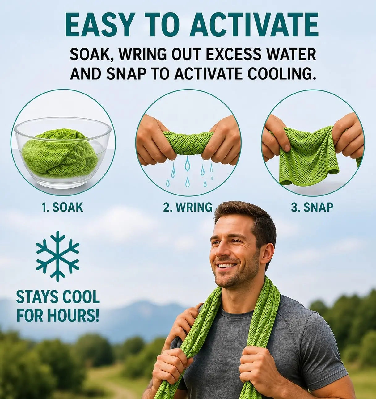Sunneday Cooling Towel | Green | Pink | Blue | Sports & Fitness | Gardening | Outdoor Work Sunneday