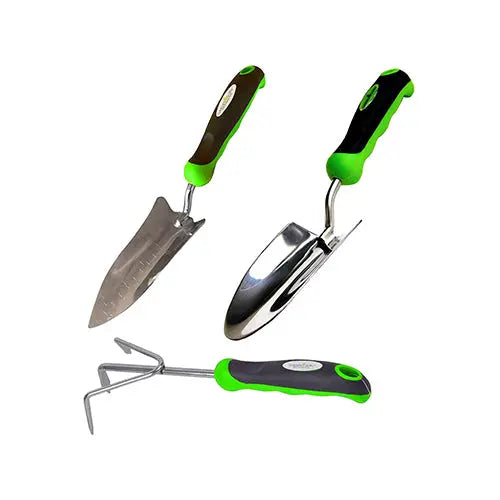 Stainless Steel 3pc Gardening Tool Set (Includes Trowel Transplanter Cultivator) Garden Guru