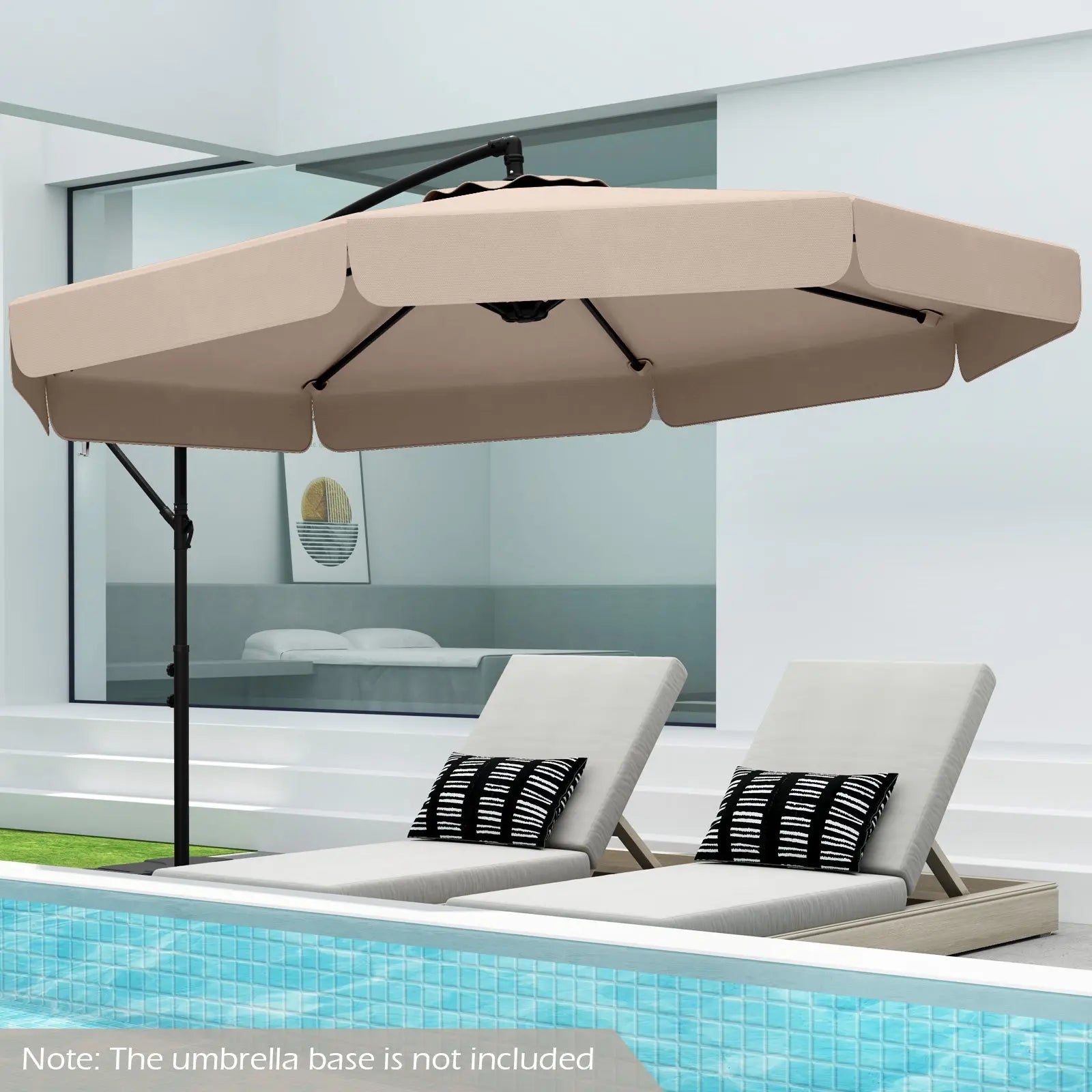 10 Feet Patio Cantilever Umbrella with Cover Tilt Adjustment and Ruffled Edge-Beige DirectDeals