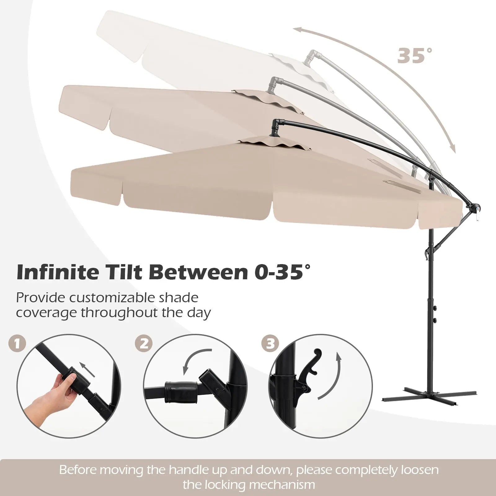 10 Feet Patio Cantilever Umbrella with Cover Tilt Adjustment and – Sunneday LLC