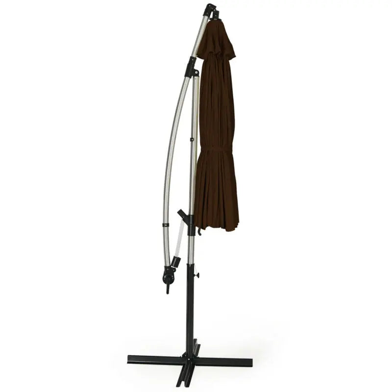10 Feet Patio Offset Umbrella Market Hanging Umbrella for Backyard Poolside Lawn Garden-Tan DirectDeals