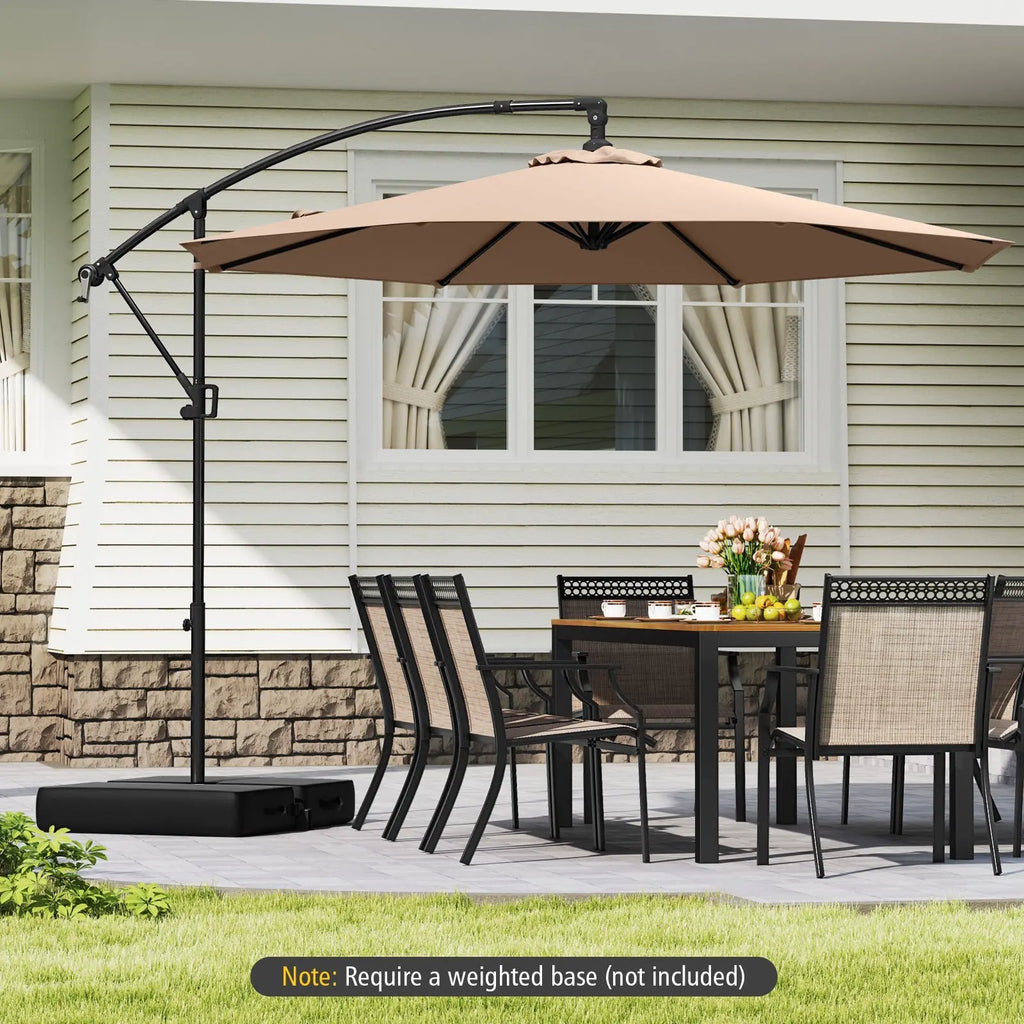 10 Feet Offset Hanging Umbrella with Base and Infinite Tilt-Coffee DirectDeals