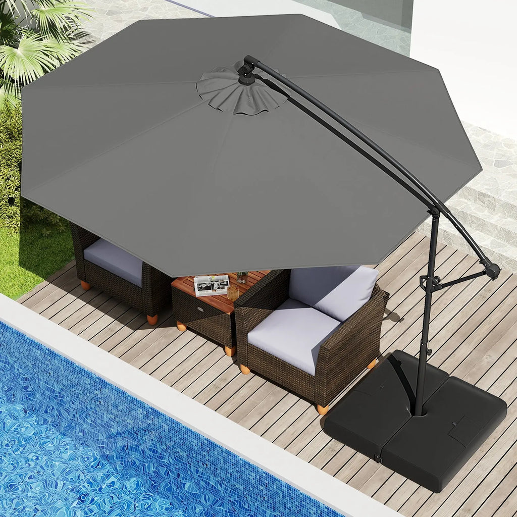 gray cantilever patio umbrellas 12x12ft Best Umbrella with Sunbrella Fabric, Large Outdoor Umbrella, Spectrum Indigo The cantilever umbrella has an umbrella base made of resin 10' Square Cantilever Patio Umbrella