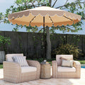 10 Feet Solar Patio Umbrella with 24 LED Lights-Coffee DirectDeals