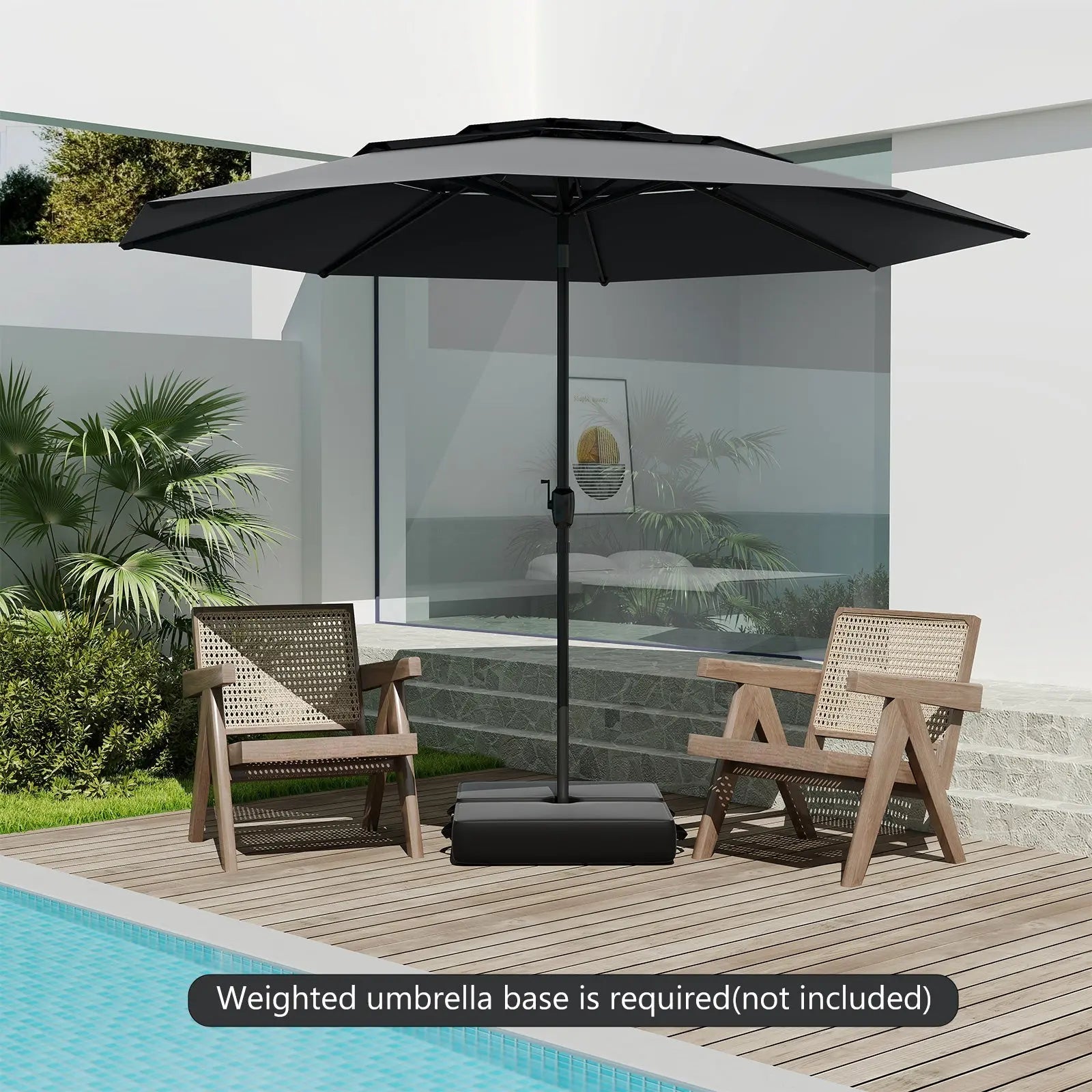 10 foot black patio umbrella Feet Offset Hanging Base Cantilever Umbrella 8 person dining sets or sectional lounges Crestlive Outdoor 13 x 10ft