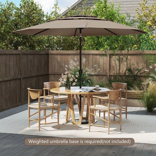 10 ft 3-tier Vented Patio Umbrella with Push Button Tilt-Brown DirectDeals