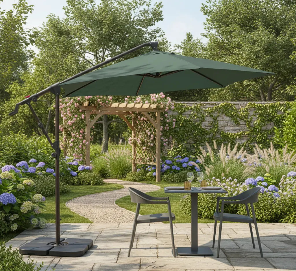 10 ft Cantilever Patio Umbrella with Crank – Multiple Colors 2Dropme