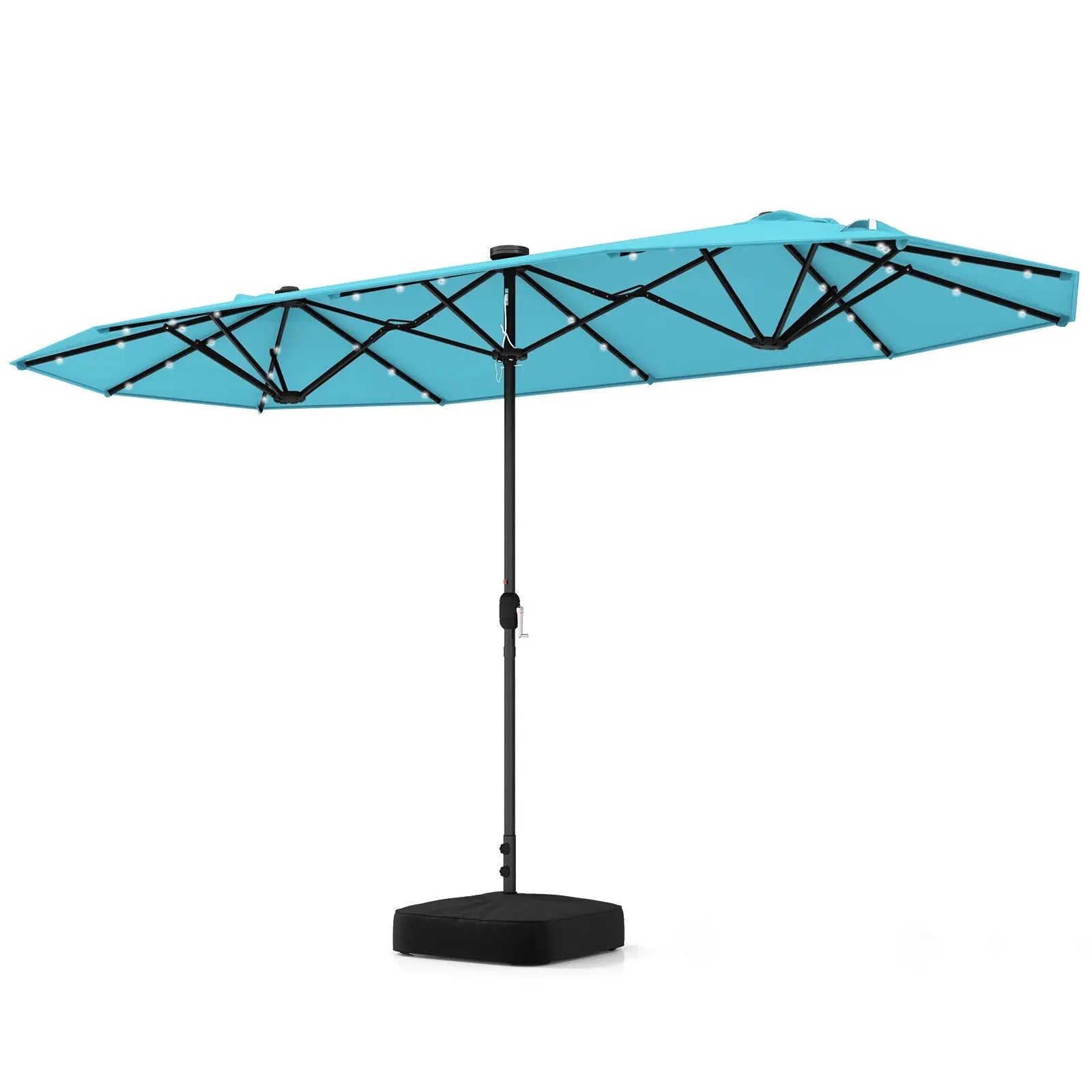 13FT Double-sided Patio Umbrella with Solar Lights for Garden Pool Backyard-Turquoise DirectDeals