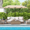 13 Feet Double-Sided Patio Twin Table Umbrella with Crank Handle-Beige DirectDeals