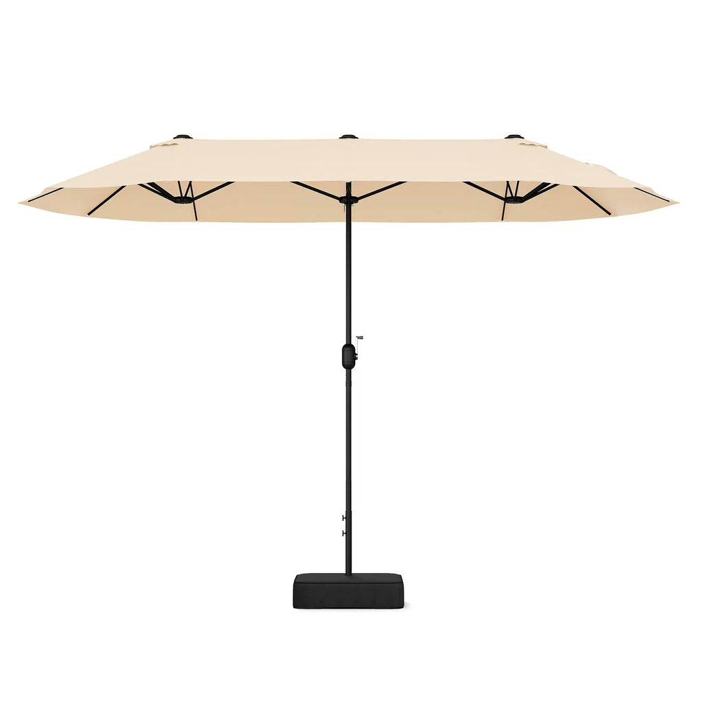 13 Feet Double-Sided Patio Twin Table Umbrella with Crank Handle-Beige DirectDeals