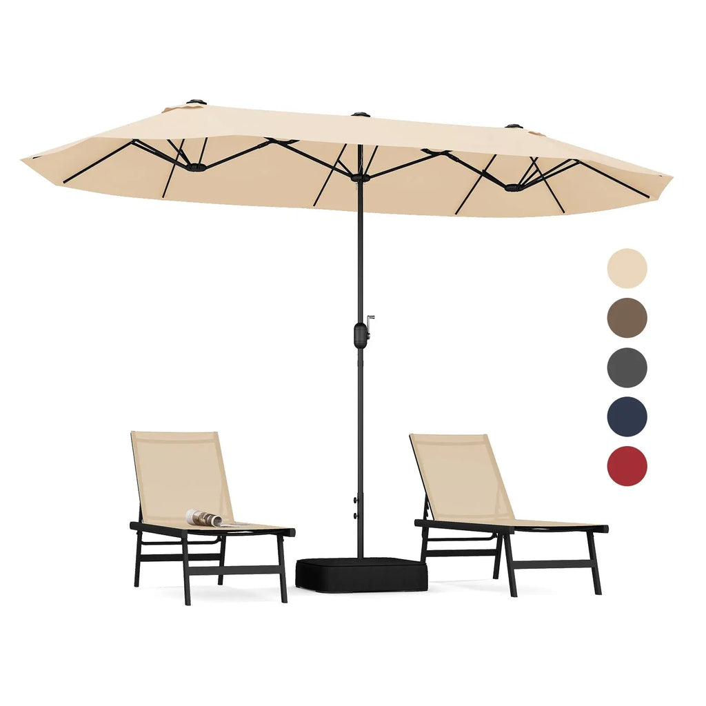 13 Feet Double-Sided Patio Twin Table Umbrella with Crank Handle-Beige DirectDeals