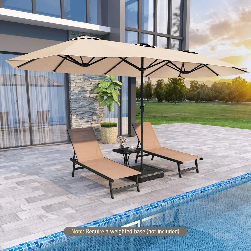 15.5 FT Extra-Large Patio Umbrella with LED Solar Lights and Crank Handle-Beige DirectDeals
