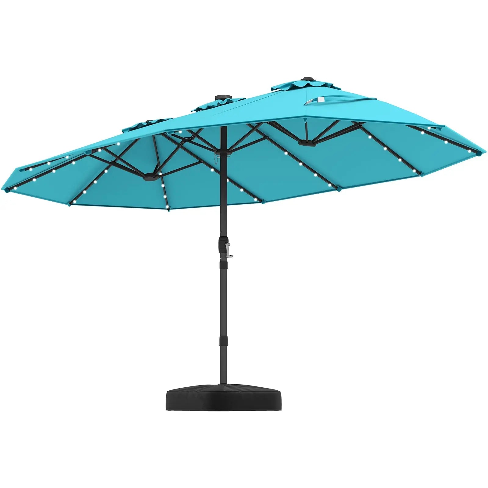 15 Feet Double-Sided Patio Umbrella with 48 LED Lights-Turquoise DirectDeals