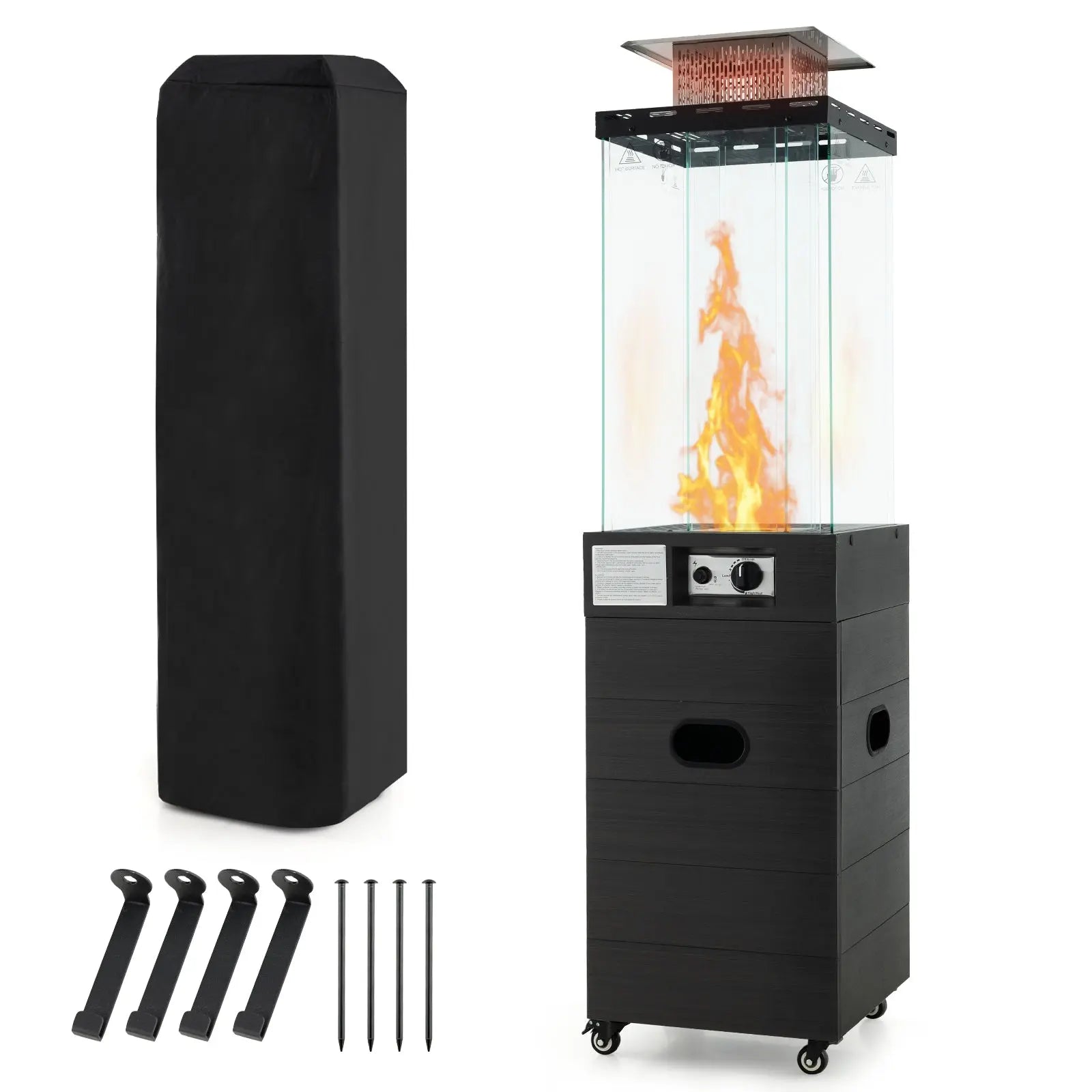 40000 BTU Patio Heater Outdoor Propane Gas Heater with Cover and Wheels-Black DirectDeals