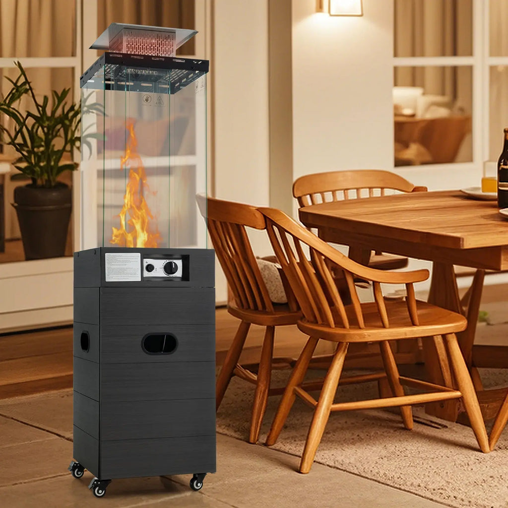 40000 BTU Patio Heater Outdoor Propane Gas Heater with Cover and Wheels-Black DirectDeals