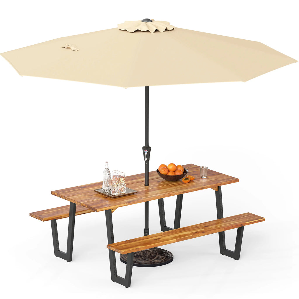 Outdoor Dining Table Set for 6 with 10 Feet Umbrella and Base DirectDeals