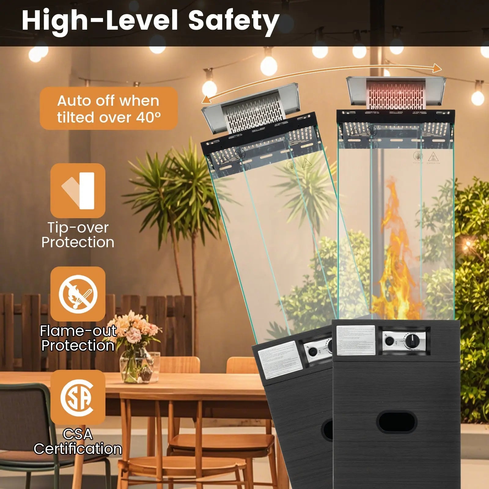 40000 BTU Patio Heater Outdoor Propane Gas Heater with Cover and Wheels-Black DirectDeals