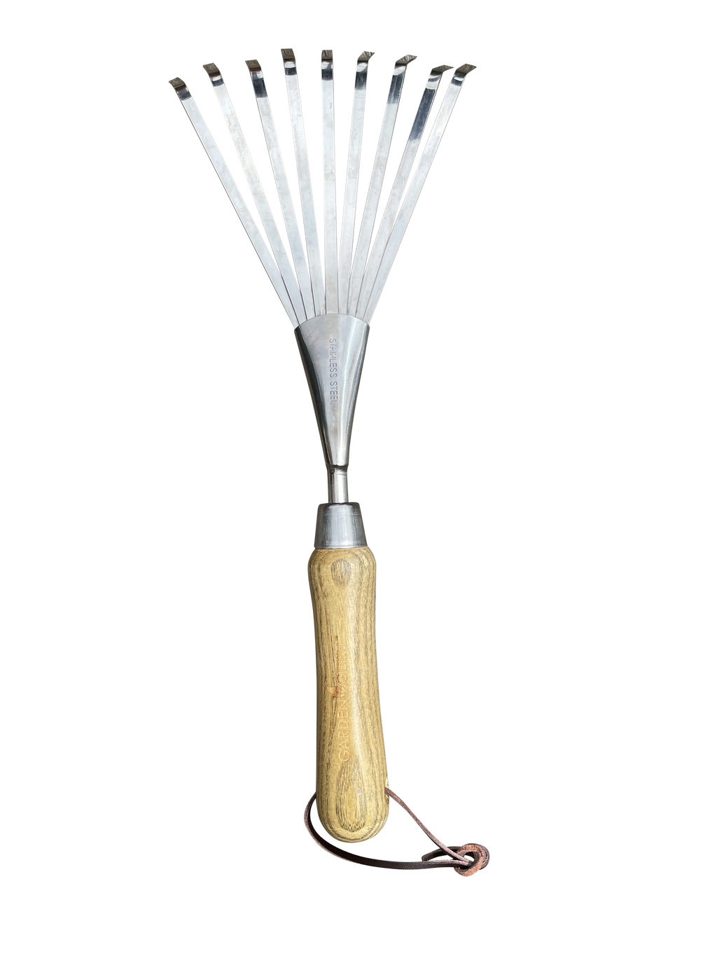 Stainless Steel Garden Hand Rake (classic wood handle) Garden Guru