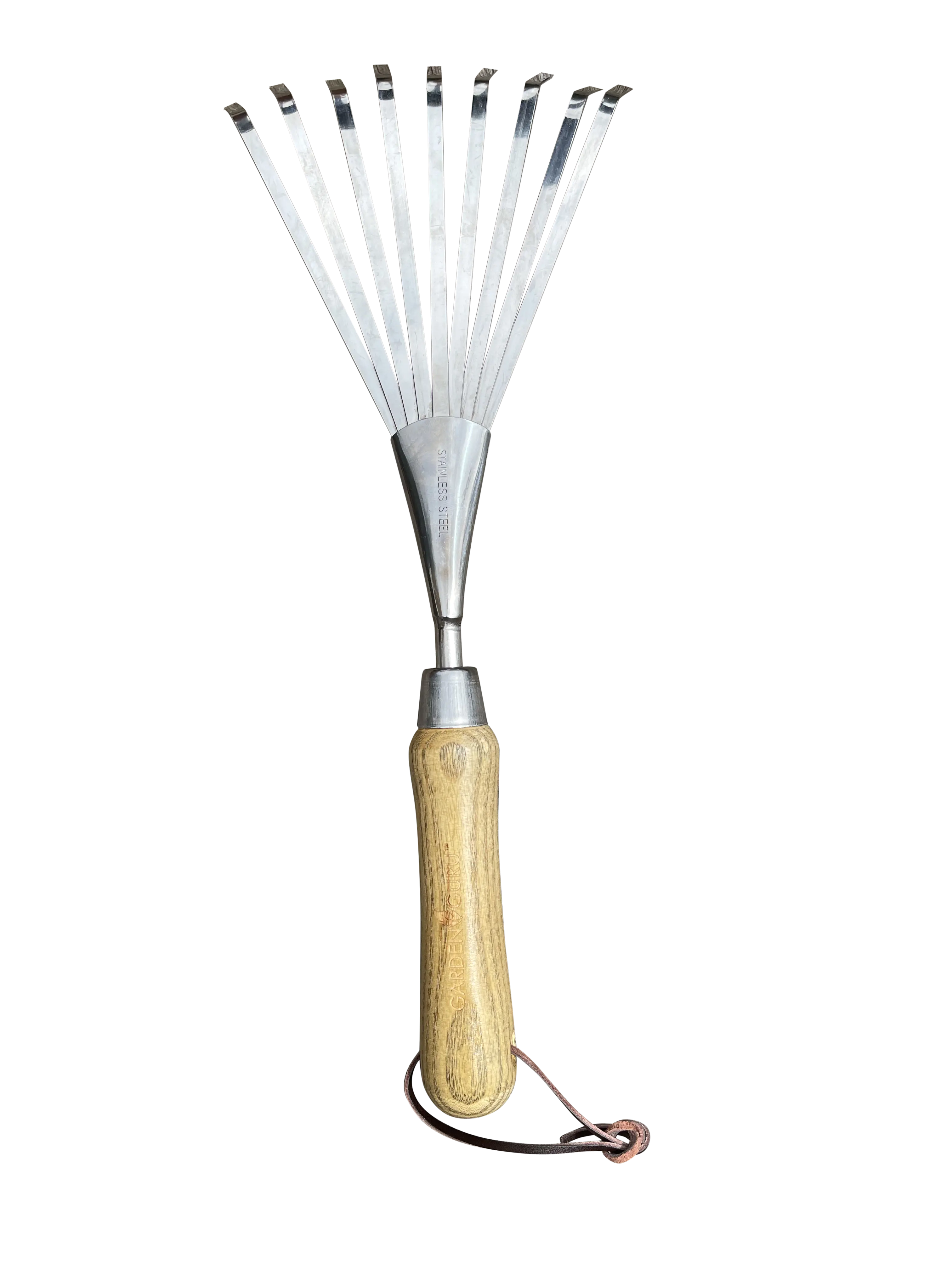 Stainless Steel Garden Hand Rake (classic wood handle) Garden Guru
