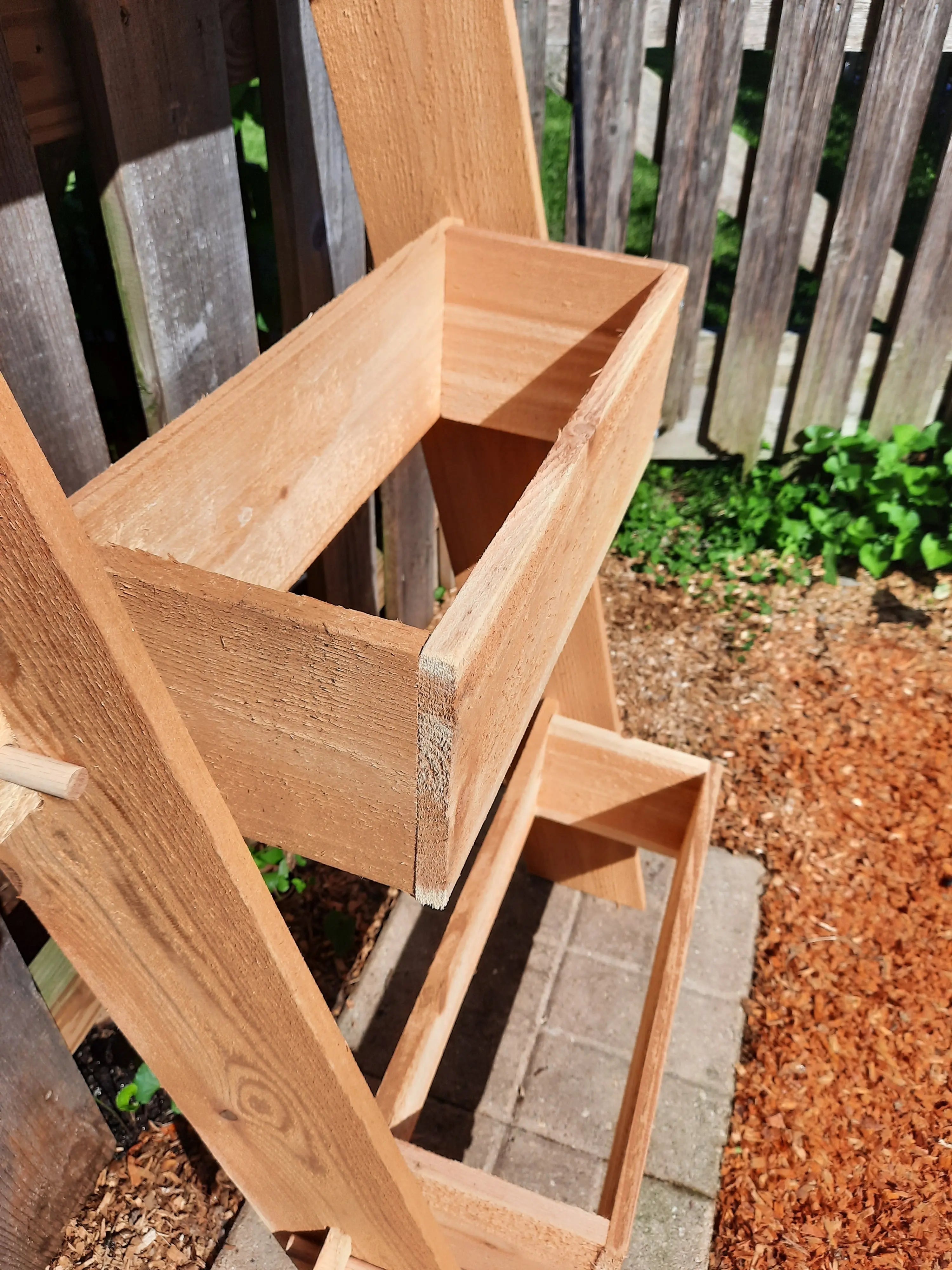 2-Tier Vertical Cedar Ladder Planter Box for Small Spaces Timberlane Gardens