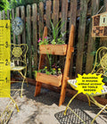 2-Tier Vertical Cedar Ladder Planter Box for Small Spaces Timberlane Gardens