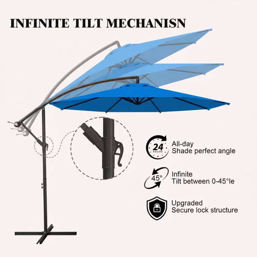 10 ft Cantilever Patio Umbrella with Crank – Multiple Colors 2Dropme