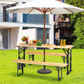 66.5 Inch Outdoor Wood Folding Picnic Table with Adjustable Heights DirectDeals