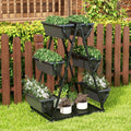 3-Tier Vertical Raised Garden Bed with 4 Wheels and 6 Container Boxes-Black DirectDeals