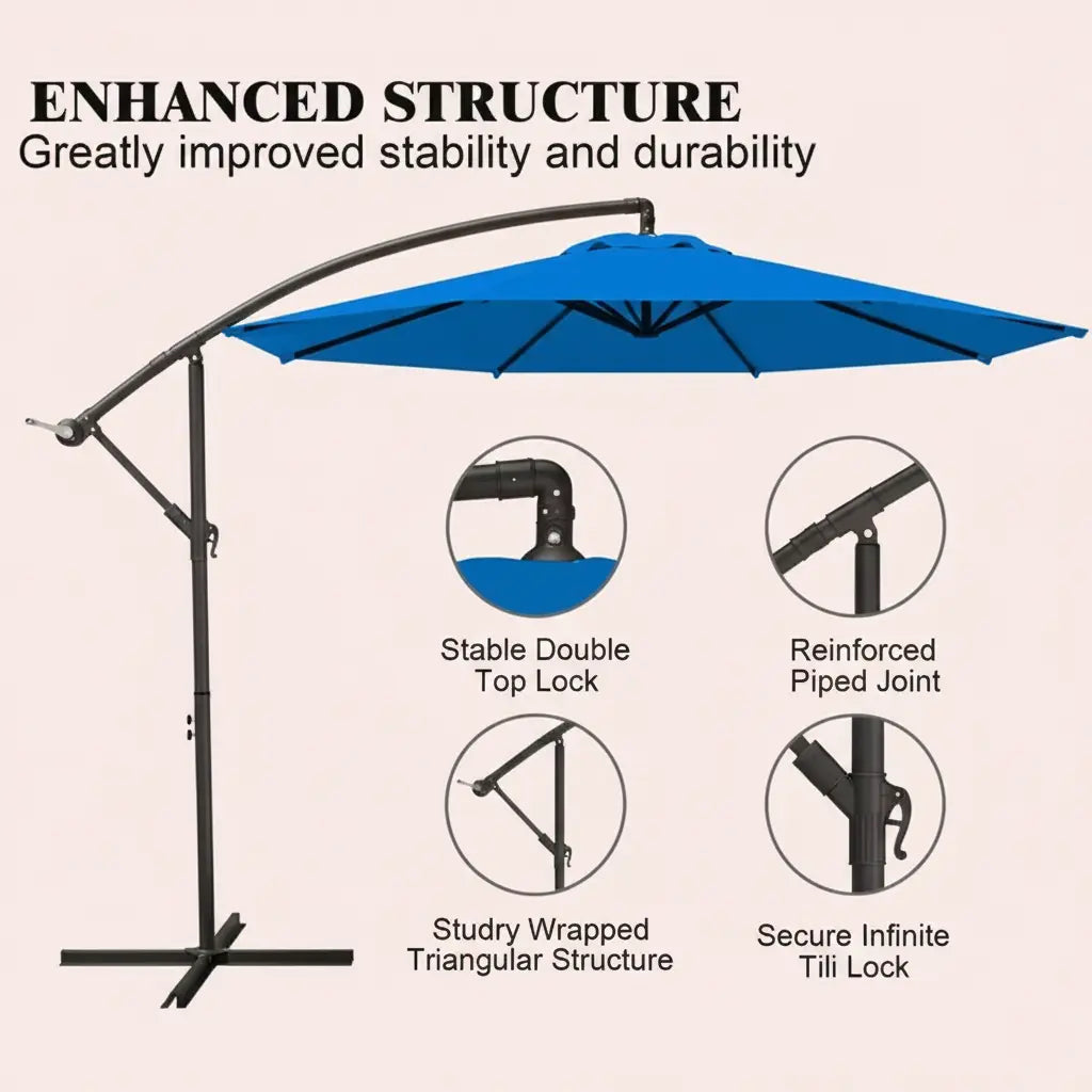 10 ft Cantilever Patio Umbrella with Crank – Multiple Colors 2Dropme