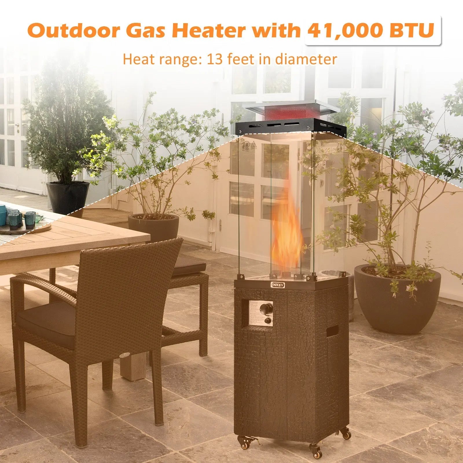 41 000 BTU Propane Patio Heater with Metal Hood-Black DirectDeals