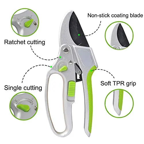 2-in-1 Garden Ratchet Pruning Shears Clippers Garden Guru