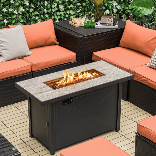 42 Inch 60000 BTU Propane Fire Pit Table with Ceramic Tabletop DirectDeals