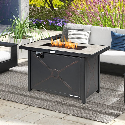 42 Inch 60000 BTU Propane Fire Pit Table with Ceramic Tabletop DirectDeals