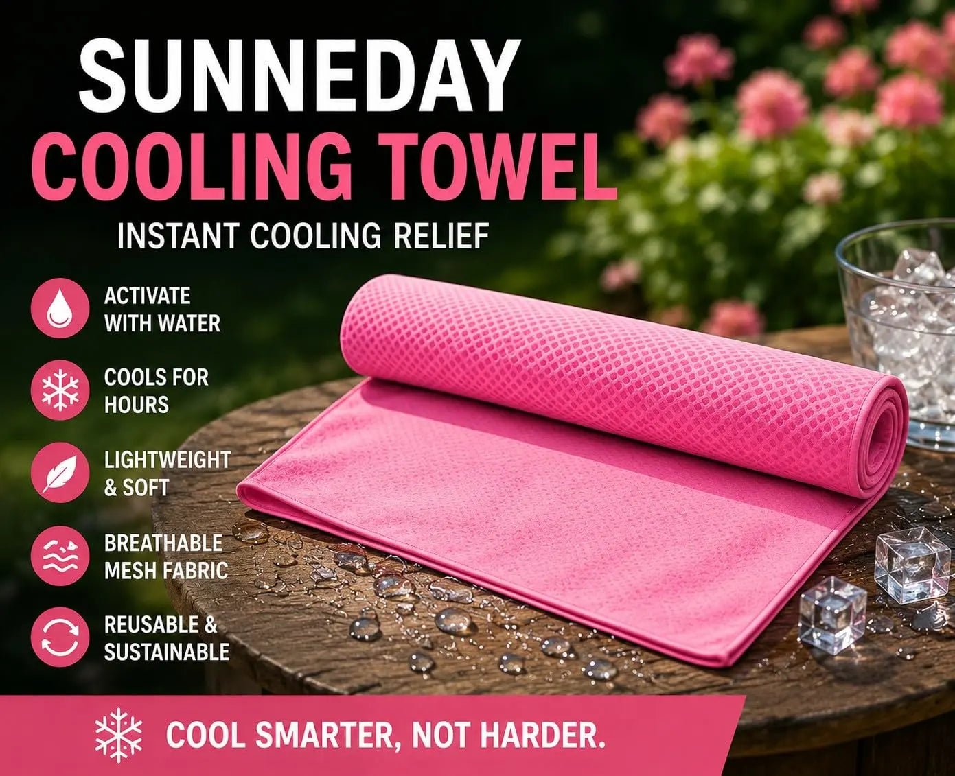 Sunneday Cooling Towel | Green | Pink | Blue | Sports & Fitness | Gardening | Outdoor Work Sunneday