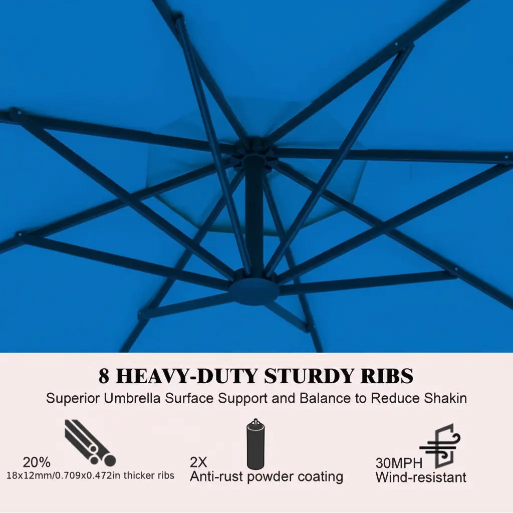 10 ft Cantilever Patio Umbrella with Crank – Multiple Colors 2Dropme