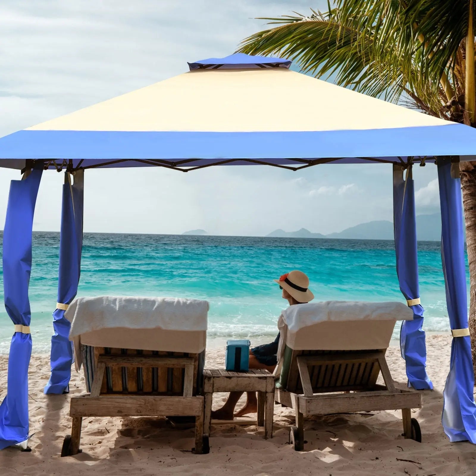 13 Feet x 13 Feet Pop Up Canopy Tent Instant Outdoor Folding Canopy Shelter-Blue DirectDeals
