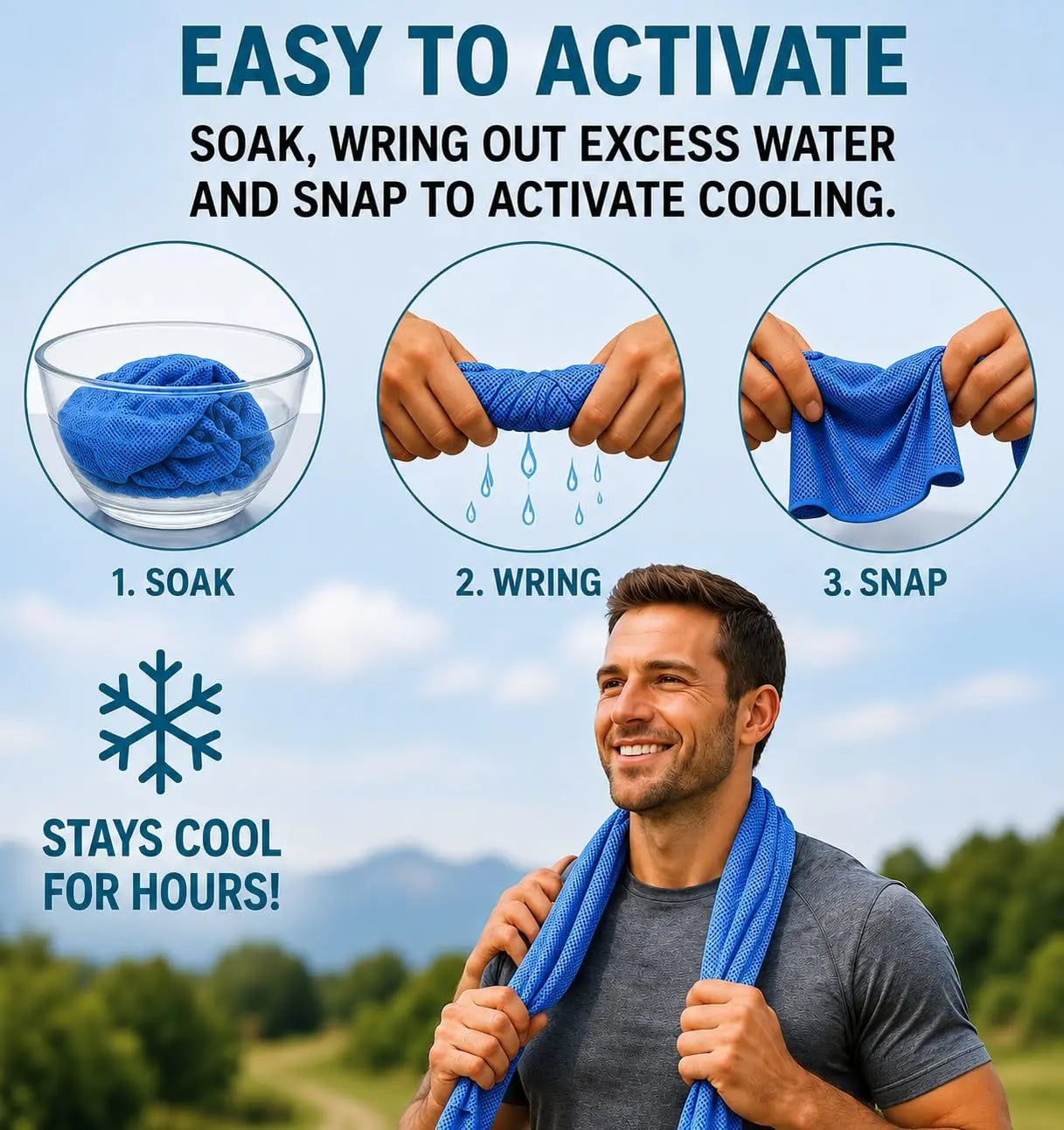 Sunneday Cooling Towel | Green | Pink | Blue | Sports & Fitness | Gardening | Outdoor Work Sunneday