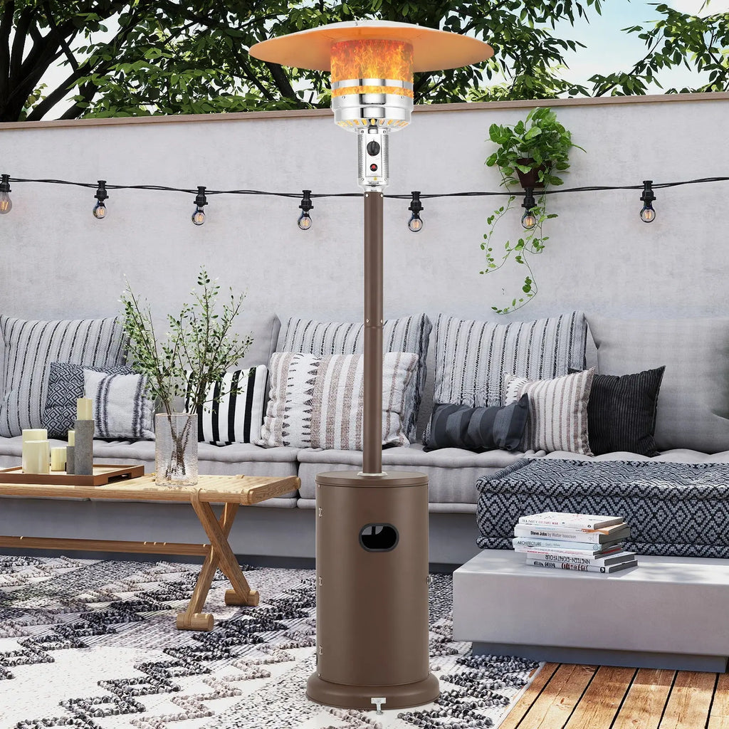 50000 BTU Propane Patio Heater with Round Table Design-Brown DirectDeals