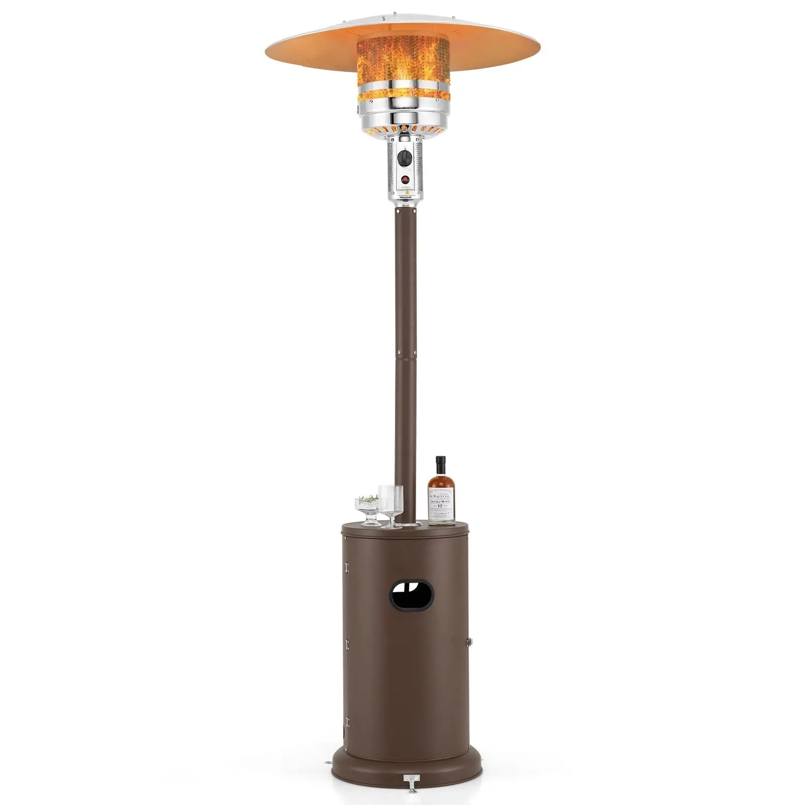 50000 BTU Propane Patio Heater with Round Table Design-Brown DirectDeals