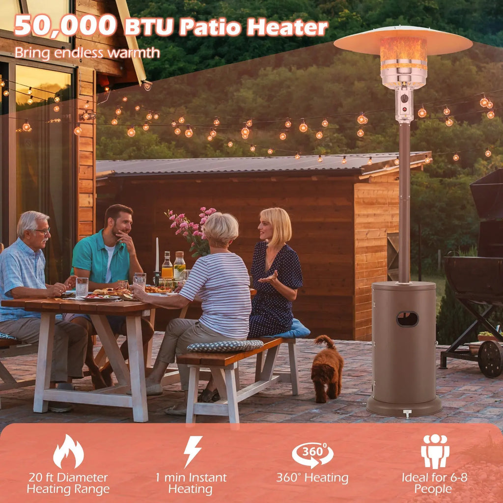 50000 BTU Propane Patio Heater with Round Table Design-Brown DirectDeals