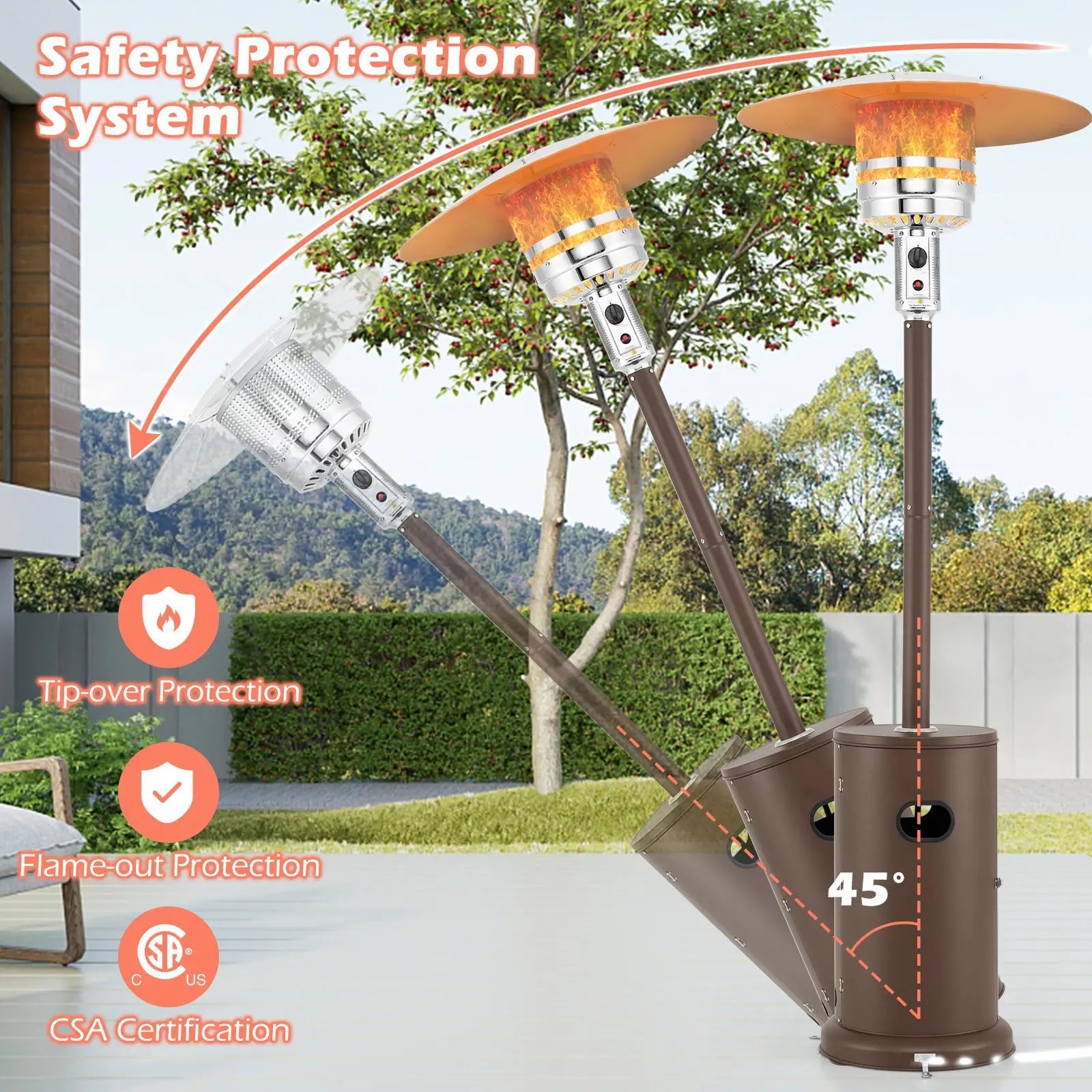 50000 BTU Propane Patio Heater with Round Table Design-Brown DirectDeals