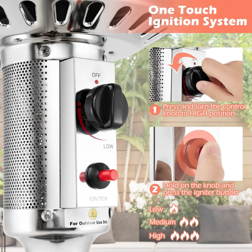 50000 BTU Propane Patio Heater with Round Table Design-Brown DirectDeals