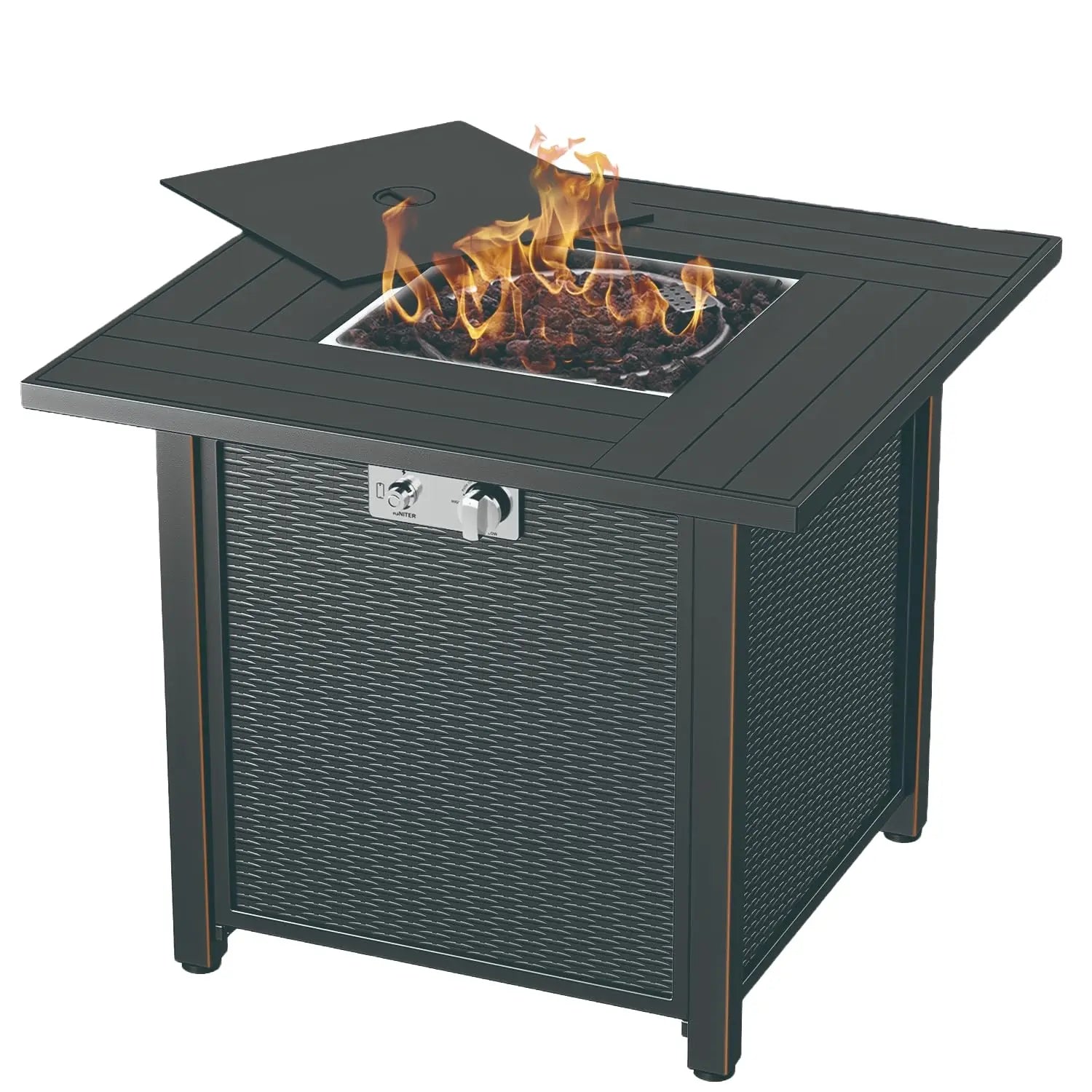 Propane Fire Pit 30 Inch Outdoor Gas Fire Pit | Steel Fire Table with Lid | Patio Fire Pit Table & Outdoor Fire Pir Propane for Deck, Garden & Backyard | Powerful Propane Outdoor Fire Pit 50,000 BTU Sunneday