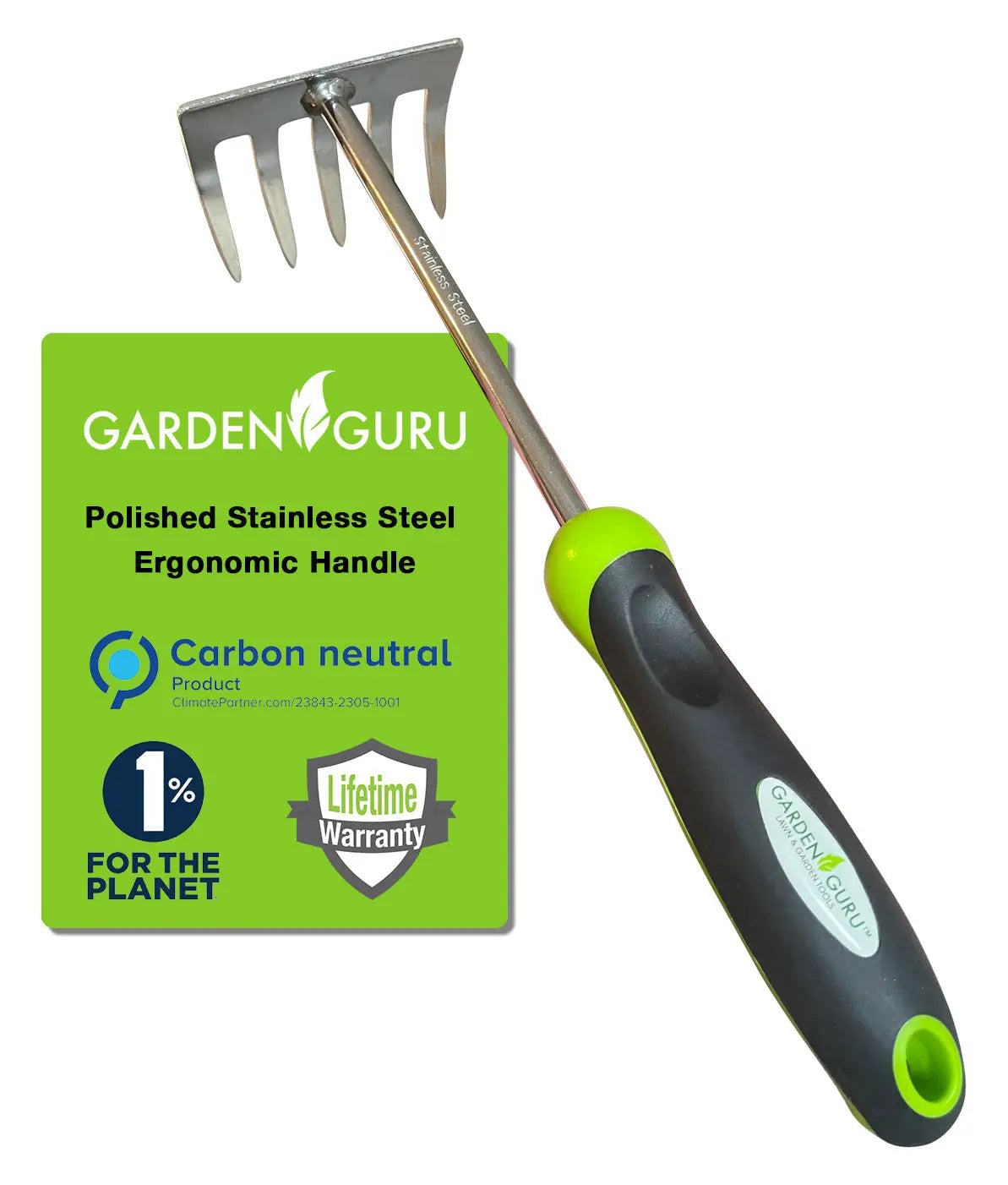 Stainless Steel 5 Tine Rake Cultivator Tiller Tool Garden Guru