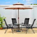 2 Pcs Portable Patio Folding Dining Chairs with Headrest Adjust for Camping -Black DirectDeals