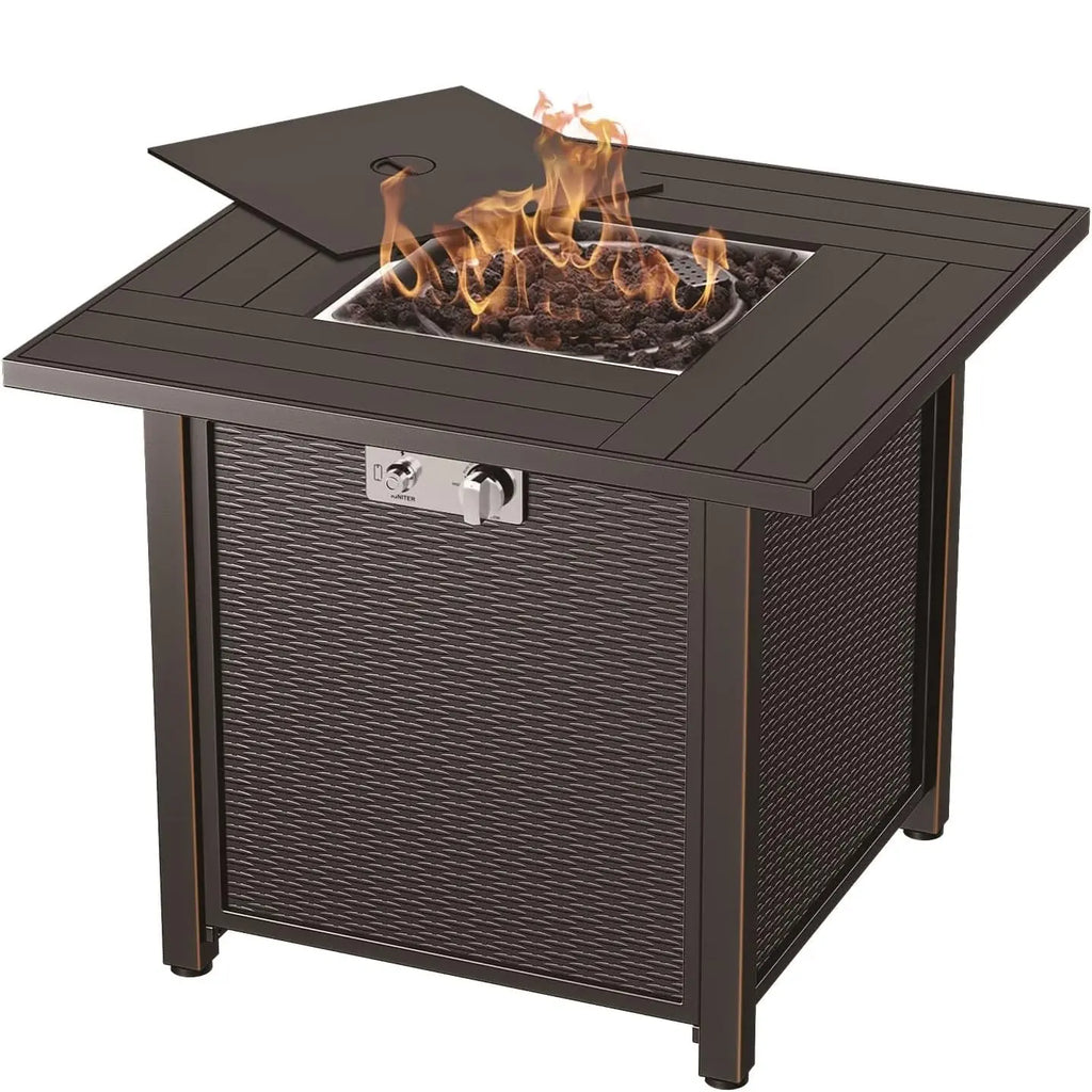 Propane Gas Fire Pit Table 30" | Outdoor Propane Fire Pit Tables for Outside Patio 50000 BTU | CSA Approved Rectangular Fire Pit Table | Balcony, Backyard & Garden Outdoor Firepit Table Sunneday