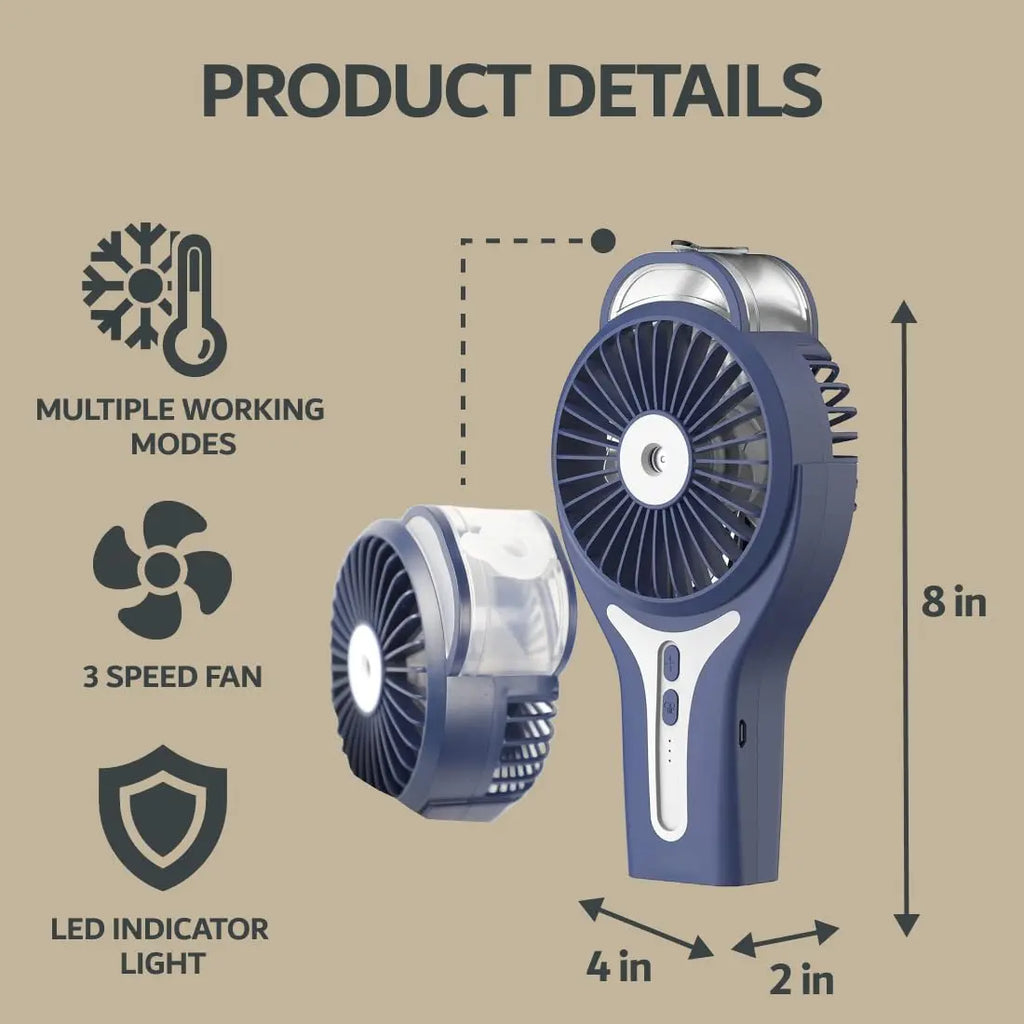 Sunneday Portable Misting Fan | Rechargeable Handheld Spray Fan | 5 Colors | Up to 3 Hours - Sunneday LLC
