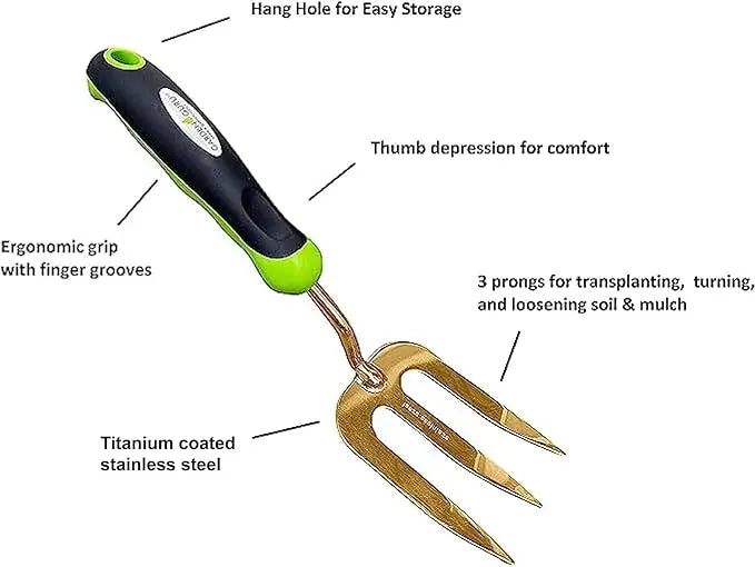 Titanium Garden Tool Set - Includes Hand Trowel Transplanter Cultivator Garden Guru