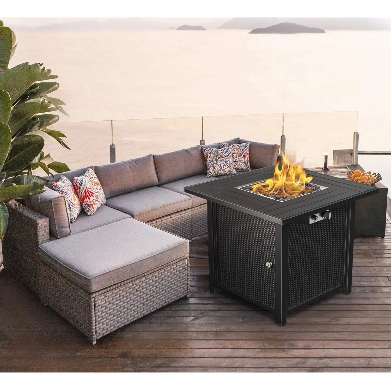 Sunneday 30" Propane Fire Pit Table | 50,000 BTU | Steel Fire Table with Lid | CSA Approved - Sunneday LLC
