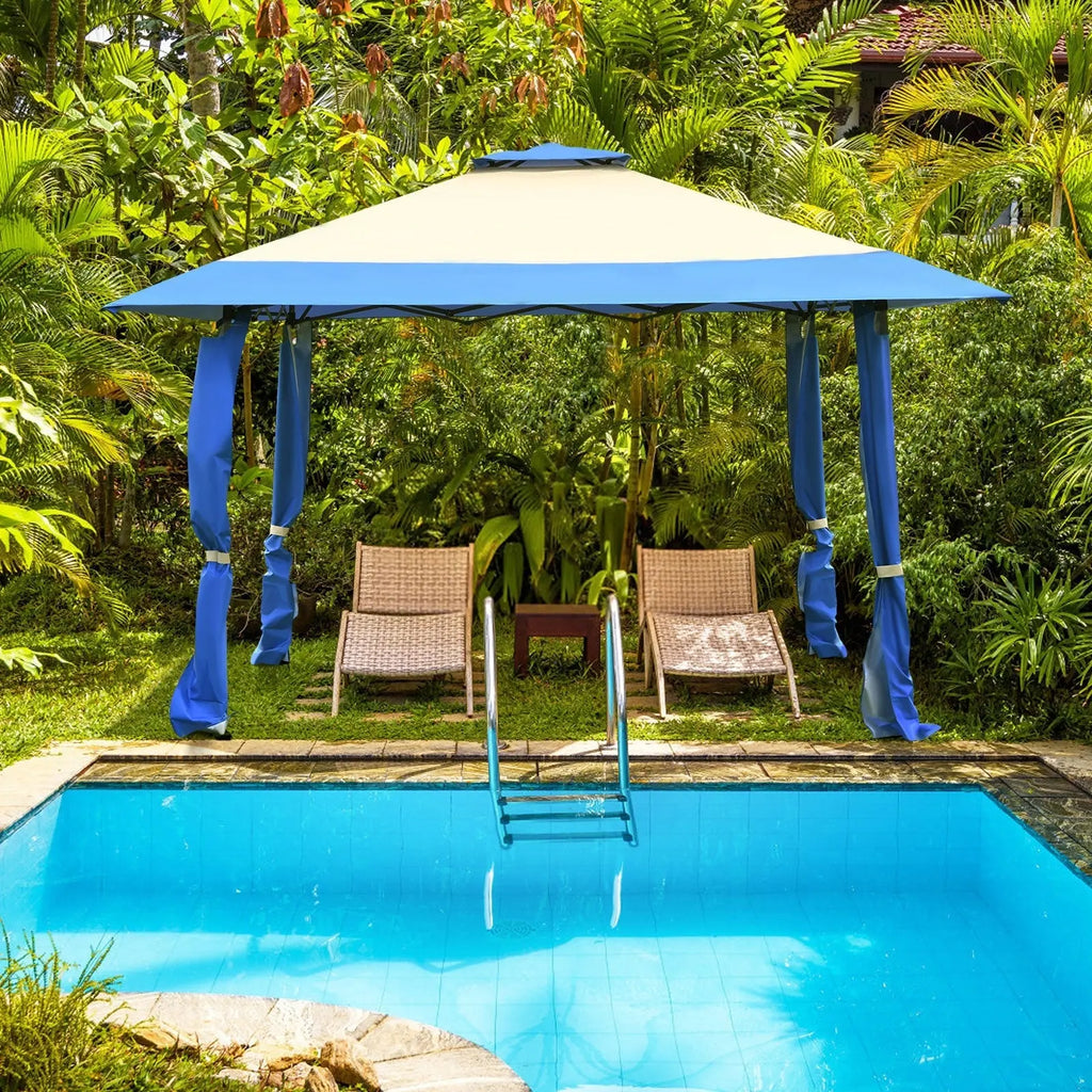 13 Feet x 13 Feet Pop Up Canopy Tent Instant Outdoor Folding Canopy Shelter-Blue DirectDeals